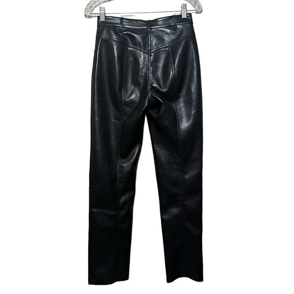Aritzia Wilfred Rebel High Rise Vegan Leather Straight Leg Black Pants Size 2 26 - Picture 6 of 15